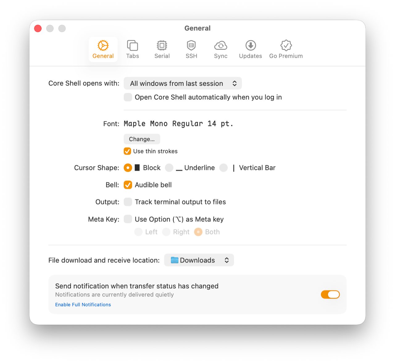 Menu bar icon